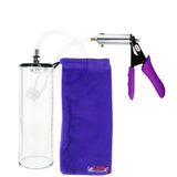 Silver Ultima Penis Pump | Purple Silicone Grip, Clear Hose - 9" x 2.9" Thick-Walled Cylinder