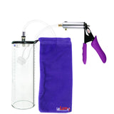 Silver Ultima Penis Pump | Purple Silicone Grip, Clear Hose - 9" x 3.1" Thick-Walled Cylinder