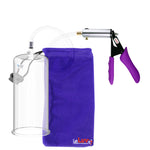 Silver Ultima Penis Pump | Purple Silicone Grip, Clear Hose | 9" Length - 4.10" Cylinder Diameter