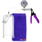 Silver Ultima Penis Pump | Purple Silicone Grip, Clear Hose + Gauge | 9" Length x 4.50" Cylinder Diameter