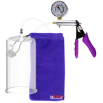 Silver Ultima Penis Pump | Purple Silicone Grip, Clear Hose + Gauge | 9" Length x 5.00" Cylinder Diameter