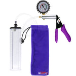 LeLuv® Ultima Penis Pump - Silver Handle with Purple Silicone Grips, Clear Hose - Thick-Walled Cylinder