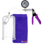Silver Ultima Penis Pump | Purple Silicone Grip, Clear Hose + Protected Gauge | 9" Length 5.00" Cylinder Diameter