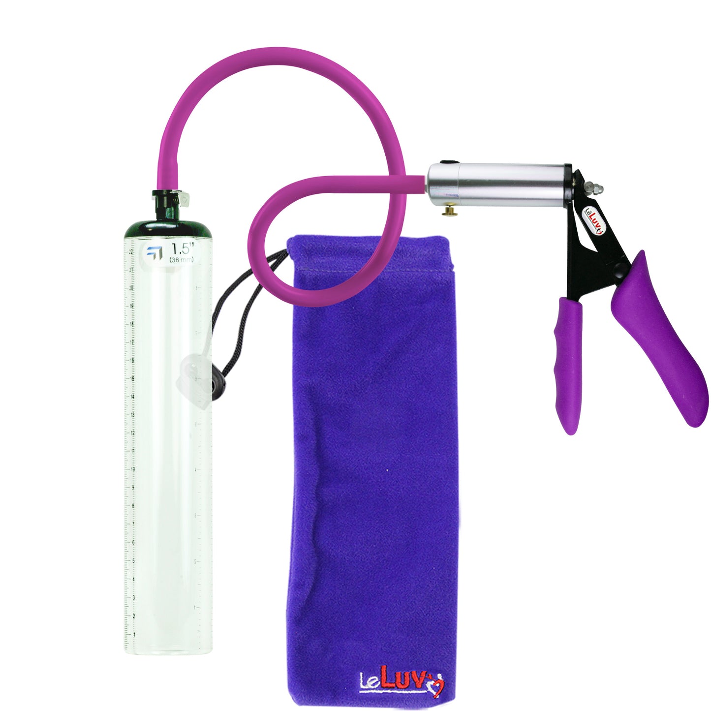 Ultima Silver Purple Penis Pump | Silicone Grip, Silicone Hose - 12" x 1.5" Thick-Walled Cylinder