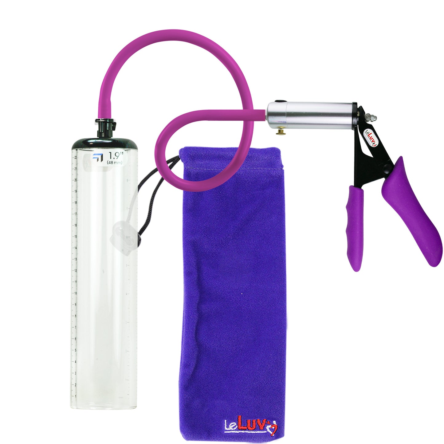 Ultima Silver Purple Penis Pump | Silicone Grip, Silicone Hose - 12" x 1.9" Thick-Walled Cylinder