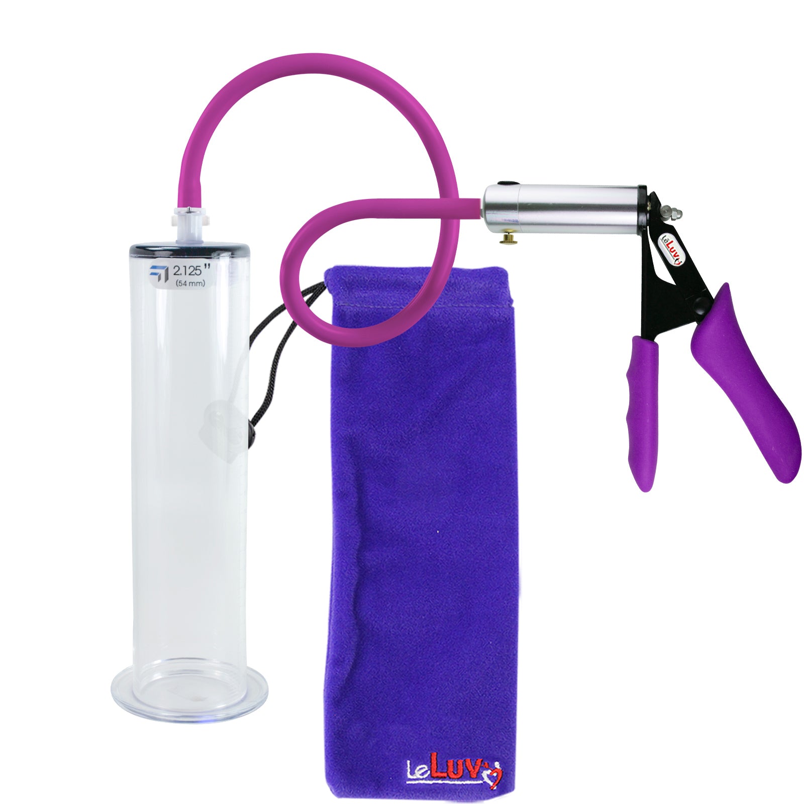 Ultima Silver Purple Penis Pump | Silicone Grip, Silicone Hose | 9" Length x 2.125" Diameter WIDE FLANGE Cylinder