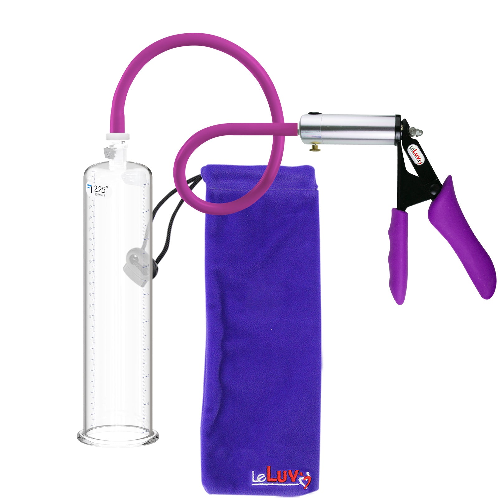Ultima Silver Purple Penis Pump | Silicone Grip, Silicone Hose | 9" Length - 2.25" Cylinder Diameter