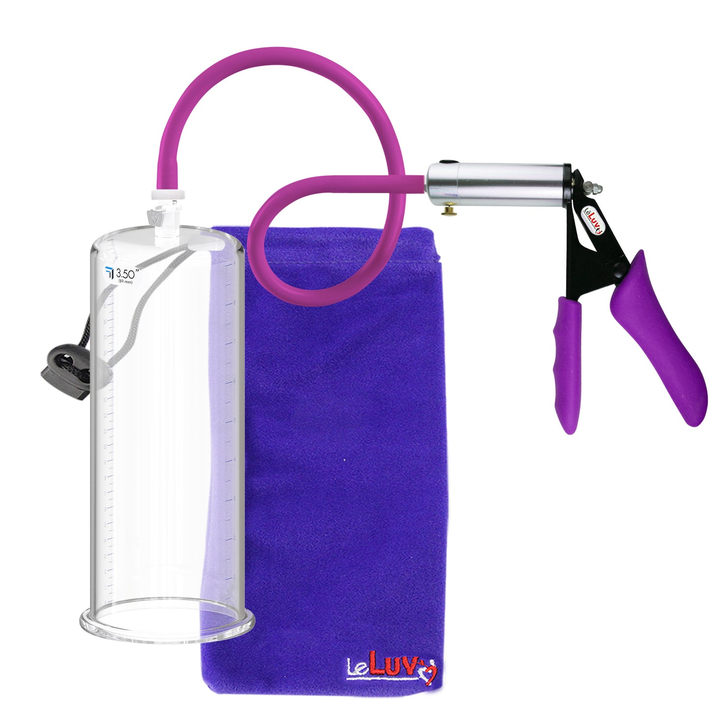 Ultima Silver Purple Penis Pump | Silicone Grip, Silicone Hose | 12" Length - 3.50" Cylinder Diameter