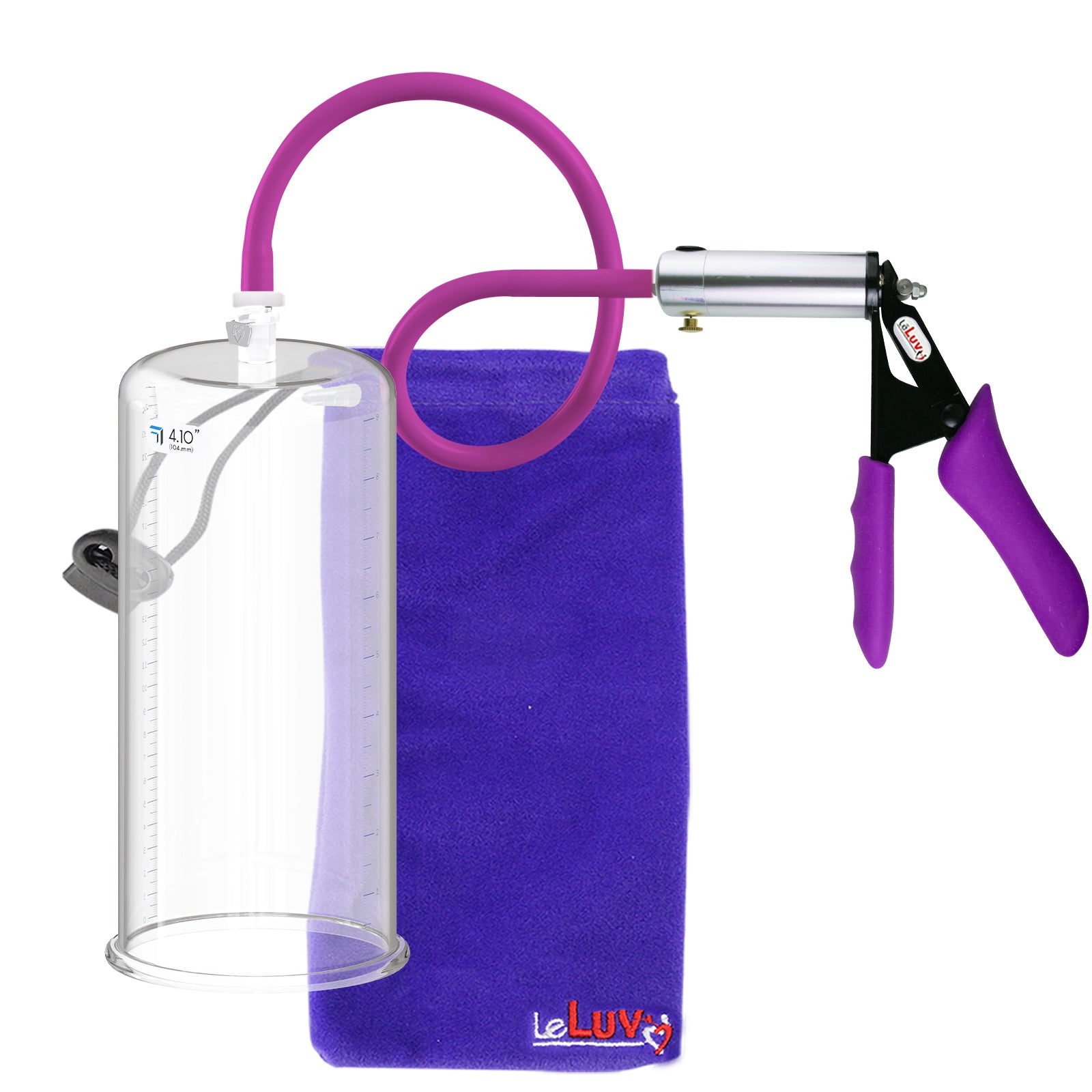 Ultima Silver Purple Penis Pump | Silicone Grip, Silicone Hose | 12" Length - 4.10" Cylinder Diameter