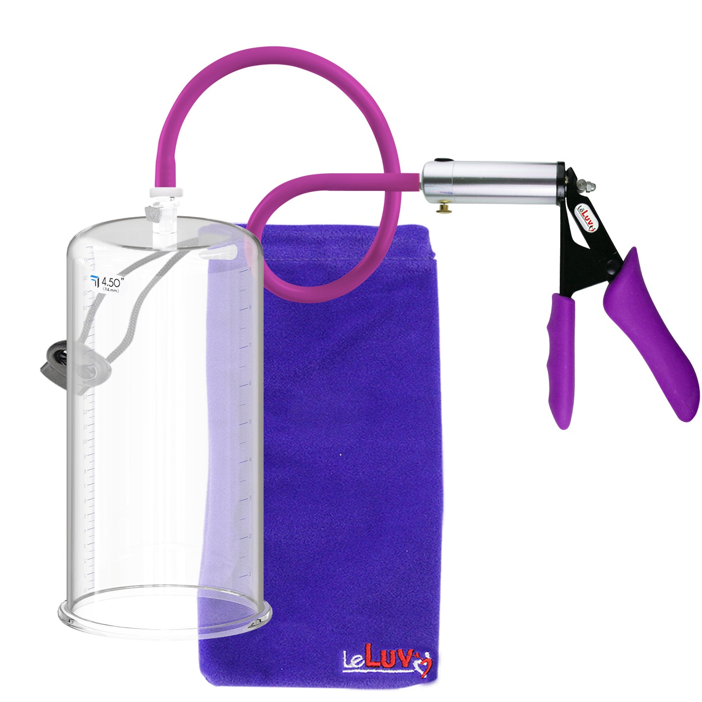 Ultima Silver Purple Penis Pump | Silicone Grip, Silicone Hose | 12" Length - 4.50" Cylinder Diameter