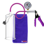 Ultima Silver Purple Penis Pump | Silicone Grip, Silicone Hose + Gauge | 9" Length x 3.50" Cylinder Diameter