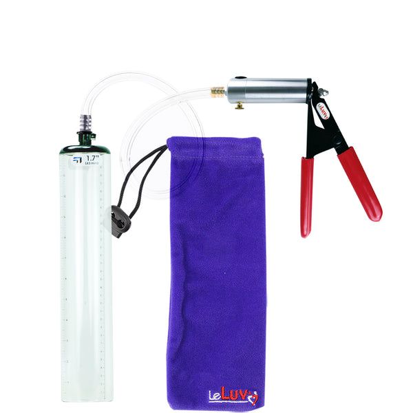 Ultima Silver Red Penis Pump | Rubber Grip, Clear Hose - 12" x 1.7" Thick-Walled Cylinder