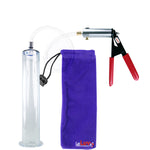 Ultima Silver Red Penis Pump | Rubber Grip, Clear Hose | 12" x 2.00" Wide Flange Cylinder