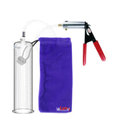 Ultima Silver Red Penis Pump | Rubber Grip, Clear Hose | 12" x 2.75" Cylinder