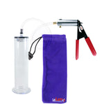 Ultima Silver Red Penis Pump | Rubber Grip, Clear Hose | 9" Length x 2.125" WIDE Flange Cylinder