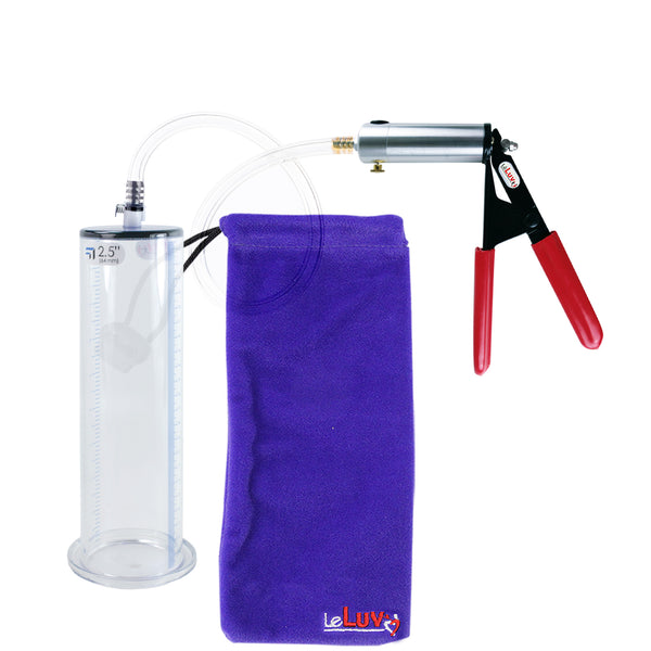 Ultima Silver Red Penis Pump | Rubber Grip, Clear Hose | 9" Length x 2.50" WIDE Flange Cylinder