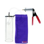 Ultima Silver Red Penis Pump | Rubber Grip, Clear Hose - 9" x 2.7" Thick-Walled Cylinder