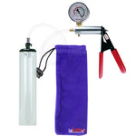 Ultima Silver Red Penis Pump | Rubber Grip, Clear Hose + Gauge | 9" x 1.7" Thick-Walled Cylinder