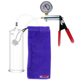 Ultima Silver Red Penis Pump | Rubber Grip, Clear Hose + Gauge | 9" x 3.00" Cylinder