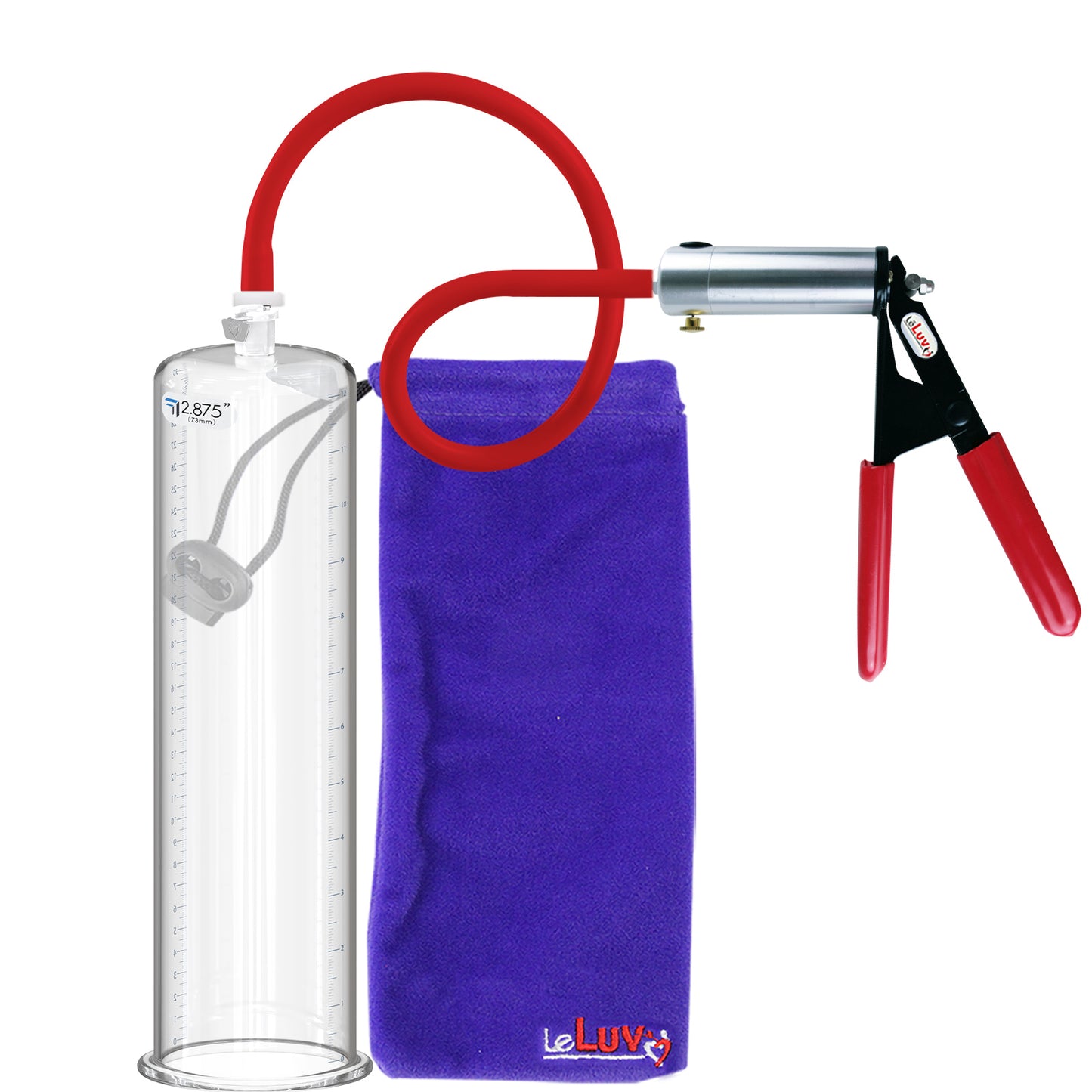 Ultima Silver Red Penis Pump | Rubber Grip, Silicone Hose | 12" x 2.875" Cylinder