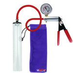 Ultima Silver Red Penis Pump | Rubber Grip, Silicone Hose + Gauge | 12" x 1.5" Thick-Walled Cylinder