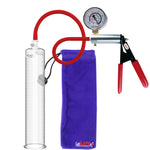 Ultima Silver Red Penis Pump | Rubber Grip, Silicone Hose + Gauge | 12" x 2.00" Cylinder