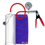 Ultima Silver Red Penis Pump | Rubber Grip, Silicone Hose + Gauge | 12" x 3.50" Cylinder
