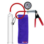 Ultima Silver Red Penis Pump | Rubber Grip, Silicone Hose + Protected Gauge | 12" x 1.75"