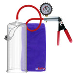 Ultima Silver Red Penis Pump | Rubber Grip, Silicone Hose +  Protected Gauge | 9" x 4.10" Cylinder 