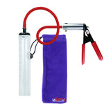 Ultima Silver Red Penis Pump | Rubber Grip, Silicone Hose - 9" x 1.3" Thick-Walled Cylinder