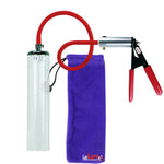 Ultima Silver Red Penis Pump | Rubber Grip, Silicone Hose - 9" x 1.7" Thick-Walled Cylinder