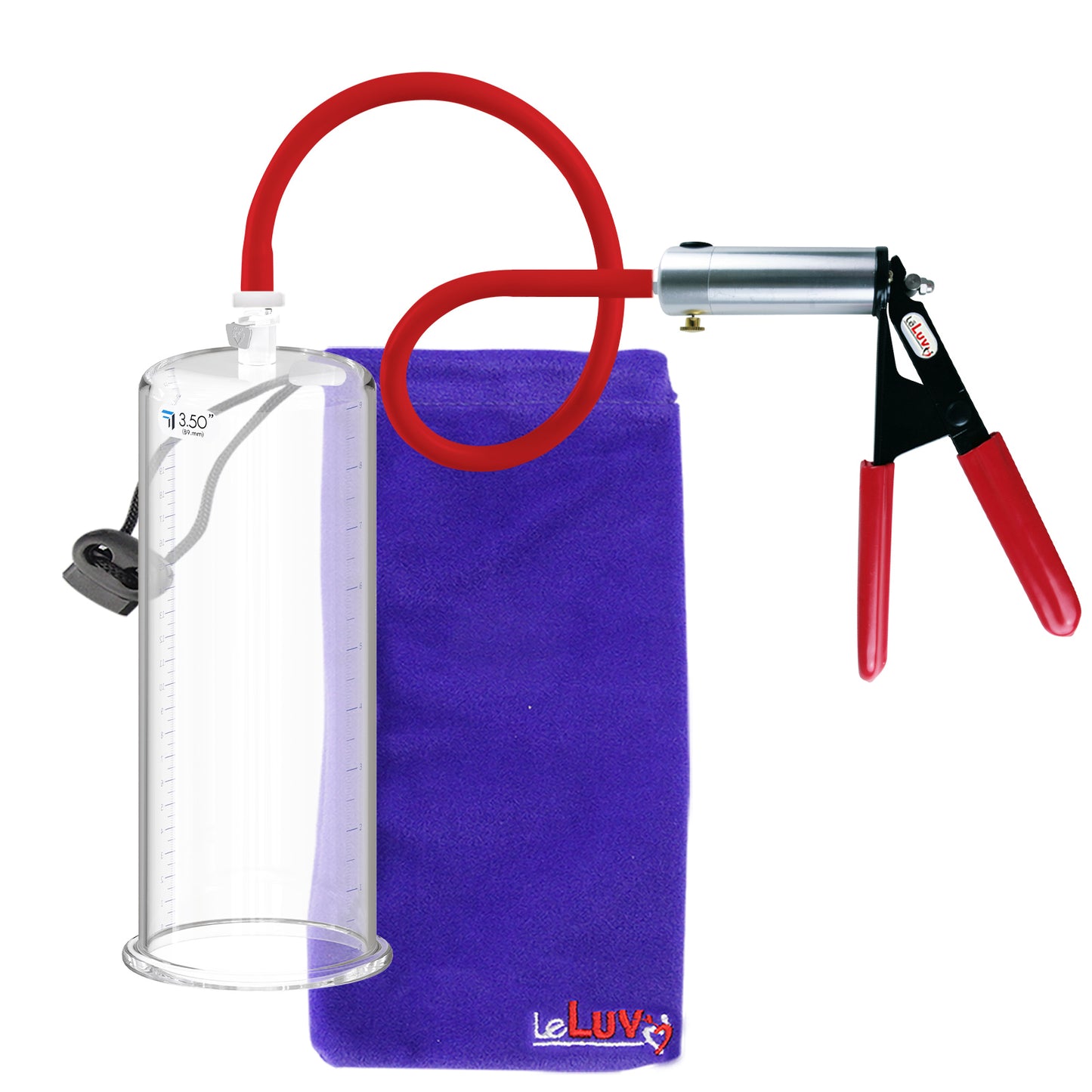 Ultima Silver Red Penis Pump | Rubber Grip, Silicone Hose | 9" x 3.50" Cylinder