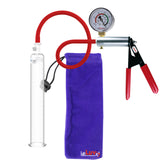 Ultima Silver Red Penis Pump | Rubber Grip, Silicone Hose + Gauge | 9" x 1.50" Cylinder
