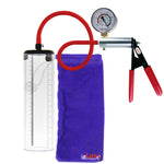 Ultima Silver Red Penis Pump | Rubber Grip, Silicone Hose + Gauge | 9" x 2.5" Thick-Walled Cylinder