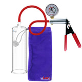 Ultima Silver Red Penis Pump | Rubber Grip, Silicone Hose + Gauge | 9" x 2.875" Cylinder