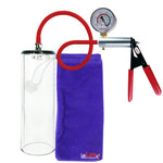 Ultima Silver Red Penis Pump | Rubber Grip, Silicone Hose + Gauge | 9" x 2.9" Thick-Walled Cylinder
