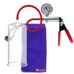 Ultima Silver Red Penis Pump | Rubber Grip, Silicone Hose + Gauge | 9" x 4.10" Cylinder 