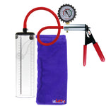 Ultima Silver Red Penis Pump | Rubber Grip, Silicone Hose + Protected Gauge | 9" x 2.5" Thick-Walled Cylinder