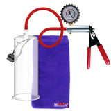 Ultima Silver Red Penis Pump | Rubber Grip, Silicone Hose + Protected Gauge | 9" x 3.50"