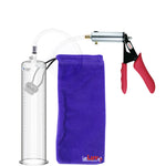Silver Ultima Penis Pump | Red Silicone Grip, Clear Hose | 12" Length - 2.50" Cylinder Diameter