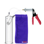 Silver Ultima Penis Pump | Red Silicone Grip, Clear Hose | 12" Length - 2.75" Cylinder Diameter