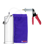 Silver Ultima Penis Pump | Red Silicone Grip, Clear Hose | 12" Length - 3.50" Cylinder Diameter