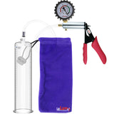 Silver Ultima Penis Pump | Red Silicone Grip, Clear Hose + Protected Gauge | 12" Length 2.50" Cylinder Diameter