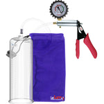 Silver Ultima Penis Pump | Red Silicone Grip, Clear Hose + Protected Gauge | 9" Length 3.70" Cylinder Diameter