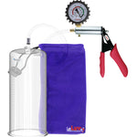 Silver Ultima Penis Pump | Red Silicone Grip, Clear Hose + Protected Gauge | 9" Length 4.50" Cylinder Diameter