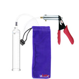 Silver Ultima Penis Pump | Red Silicone Grip, Clear Hose | 9" Length - 1.65" Cylinder Diameter