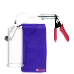 Silver Ultima Penis Pump | Red Silicone Grip, Clear Hose | 9" Length - 3.50" Cylinder Diameter