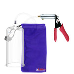 Silver Ultima Penis Pump | Red Silicone Grip, Clear Hose | 9" Length - 4.10" Cylinder Diameter