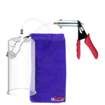 Silver Ultima Penis Pump | Red Silicone Grip, Clear Hose | 9" Length - 4.50" Cylinder Diameter