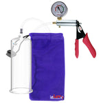 Silver Ultima Penis Pump | Red Silicone Grip, Clear Hose + Gauge | 9" Length x 3.50" Cylinder Diameter